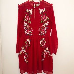 Asos Red embroidered dress